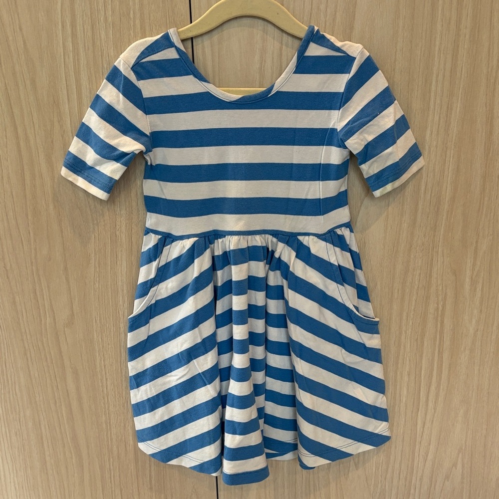 Hanna Andersson Blue & White Striped Pocket Dress